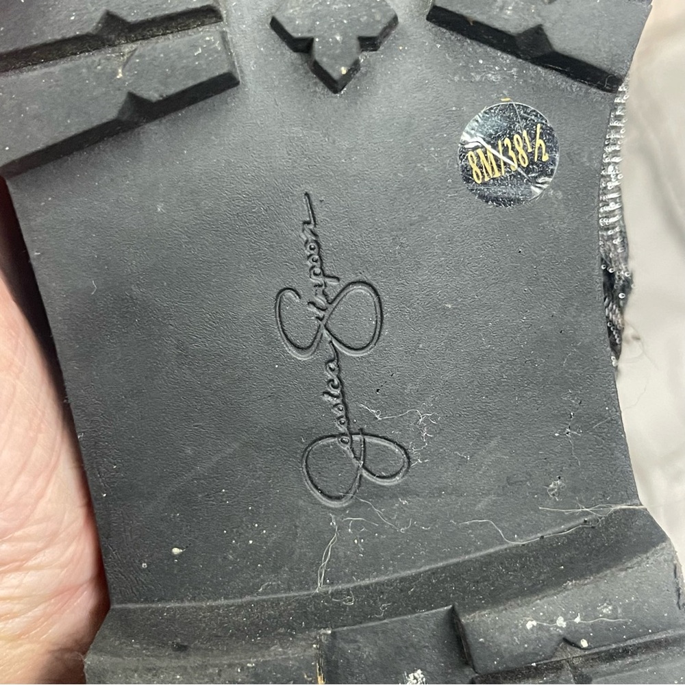 Jessica Simpson KERINA Pewter Glitter Combat Boots - Picture 3 of 9